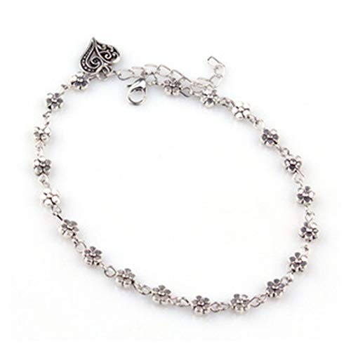 Fußkette tibetischen Silber Farbe hohlen Pflaume Gänseblümchen Blumen herzförmige Fußkette für Frauen kreativ und nützlichProfessionelle Verarbeitung von Generisch