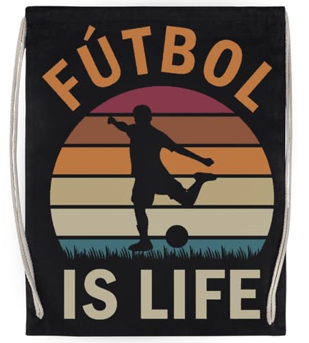 Fútbol is Life Football and Soccer Lover Unisex-Sporttasche, Schwarzer Turnbeutel von Generisch