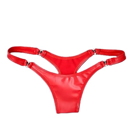 G-String Tangas Damen,Sexy PU Dessous String Mode Kunstleder Unterwäsche Frauen Unterhosen Offen Ouvert Atmungsaktiv Thong Seamless Slips Offener Schritt Strings von Generisch