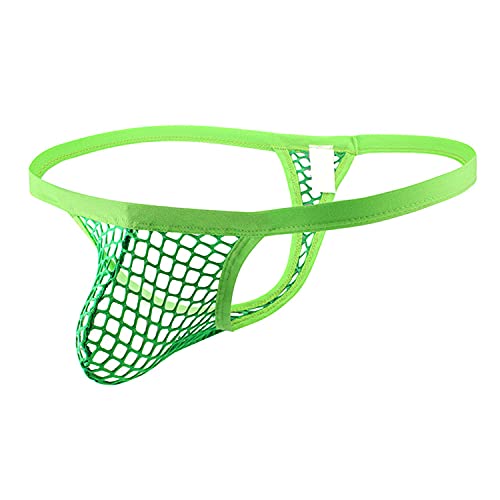 G-String-Tong Mit Durchsichtigem Netz Für Herren Transparente L-Mesh-Tanga-Unterwäsche Niedriger Sexy Jockstrap-Slip Mit T-Rücken (L,Grün) von Generisch