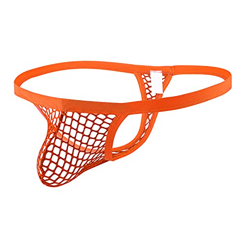 G-String-Tong Mit Durchsichtigem Netz Für Herren Transparente L-Mesh-Tanga-Unterwäsche Niedriger Sexy Jockstrap-Slip Mit T-Rücken (XL,Orange) von Generisch