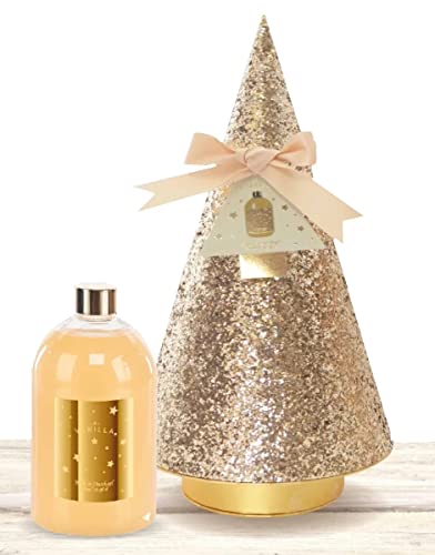 GESCHENKESET LUXUSBAD 500ml Bade- und Duschgel als GLITZER TANNENBAUM goldfarben | Vanille Duft für entspannte Badeerlebnisse | Ideales Geschenk für Frauen & Männer von Generisch