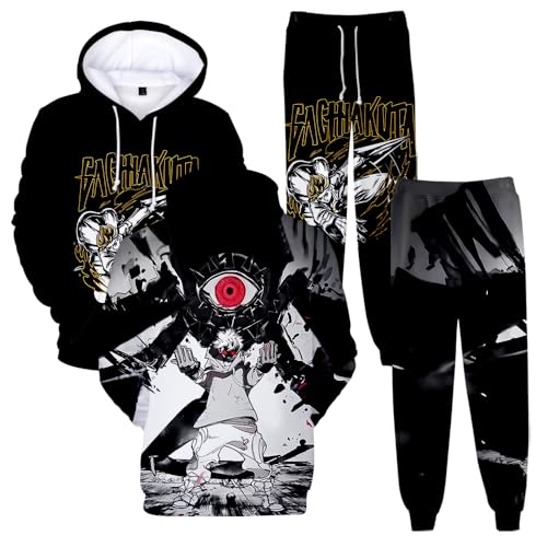 Gachiakuta Anime Hoodies Jogger Hose Zweiteiliges Set Sweatshirts + Sweatpants Damen Herren 3D-Outfit-Sets, R324228, M von Generisch