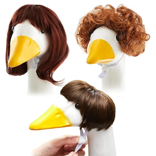 Gänse Haar Perücke, Perücken für Gänse - Süße -Gänse -Geflecht -Perücke | Set von 3 Rasen -Figur -Dekorkostümen, Terrassendekorationszubehör für Outdoor Gänse Haar Perücke, Perücken für Gänse - Süße -Gänse -Geflecht -Perücke | Set von 3 Rasen -Figur -Dekorkostümen, Terrassendekorationszubehör für Outdoor von Generisch