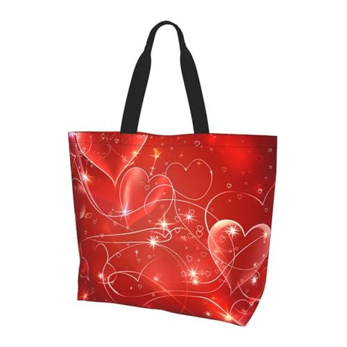 Galaxy Love Heart Tote Bag Damen Schulterhandtaschen Romantische Einkaufstaschen Wasserabweisend Große Handtasche mit Innentasche für Arbeit Reise Schule von Generisch
