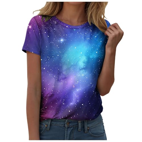 Galaxy Shirt Damen 3D Galaxie Bedrucken T-Shirts Karneval Kostüme Galaxie Universum Stern Weltraum Grafik Galaxy Tshirt Kurzarm Modische Sternenhimmel Summer Shirts Rundhals Kurzarm Tops (d-Blue, XL) Galaxy Shirt Damen 3D Galaxie Bedrucken T-Shirts Karneval Kostüme Galaxie Universum Stern Weltraum Grafik Galaxy Tshirt Kurzarm Modische Sternenhimmel Summer Shirts Rundhals Kurzarm Tops (d-Blue, XL) von Generisch