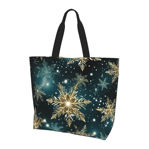 Galaxy Snowflake Tote Bag Damen Schulterhandtaschen Weihnachten Galaxy Einkaufstaschen Wasserabweisend Große Handtasche mit Innentasche für Arbeit Reise Schule von Generisch