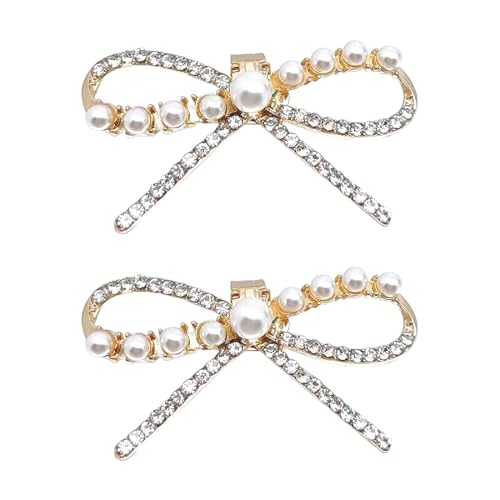 Gaodercha 2pcs Clip auf Schleifen für Schuhe Abnehmbare elegante Strass Kristall Schuh Charms Golden Crystal Strass Schuh Schnallen für Frauen Hochzeit Prom Party High Heels Zubehör von Generisch