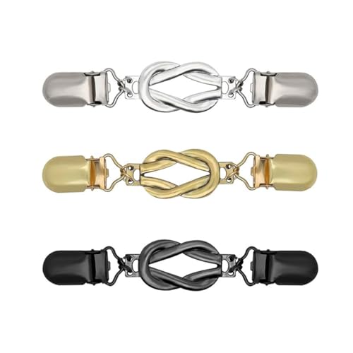 Gaodercha 3pcs Frauen Pullover Clips 3 Farben Vintage zurück Cinch Cinch Clips Retro Strickjacke Kragen Clips Stricken Metall Schal Clips Mantel Clasp für Kleidung Tensioner Garment Dekorationen von Generisch