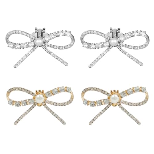 Gaodercha 4pcs Clip auf Bögen für Schuhe Abnehmbare Elegante Strass Kristall Schuh Charms 2 Farben Kristall Strass Schuh Schnallen für Frauen Hochzeit Prom Party High Heels Zubehör von Generisch