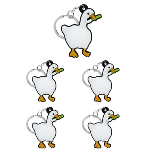 Gaodercha 5 Pcs Nette Cartoon Schlüsselanhänger Gänsemesser Schlüsselanhänger Kreative Anhänger Schlüsselanhängers PVC Schöne Tier Weiße Gans für Schlüssel Zubehör von Generisch