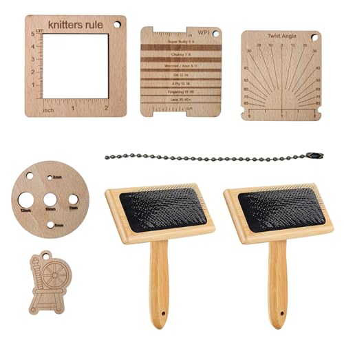 Garn -Karding -Bürstenset - Wollmischbrett Mit Stabilem Holzgriff, 8 -teiliges Faserkämpfer -Kit Für Handspinner | Vielseitiger Wolle Kamm Für DIYs Filling -Handwerk, Haustierhaarpflege Für Katzen, Hu von Generisch