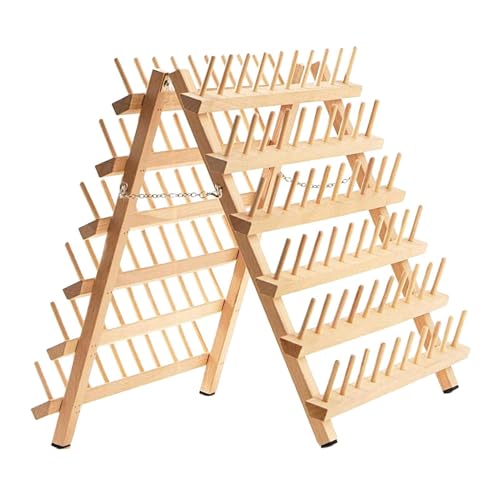 Garn-Organizer | Garnrollenständer Aus Holz | Stick-Aufbewahrungsregal | Faltbarer Doppelseitiger Halter Für 120 Garnrollen Für Kreuzstich, Quilten, Ausbessern | Kompaktes Tragbares Basteldisplay von Generisch