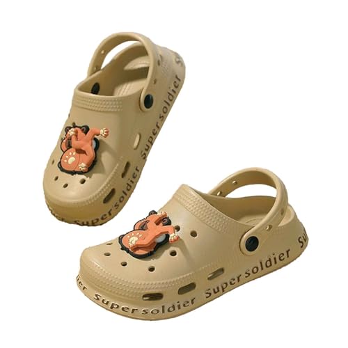 Gartenclogs Kinder,Unisex Kinder Clogs Pantoletten Jungen Mädchen Badeschuhe Leichte Sandalen Atmungsaktiv Hausschuhe rutschfeste Gartenschuhe Sommer Strandschuhe Gummi Gartenclogs Eva Khaki 31 von Generisch