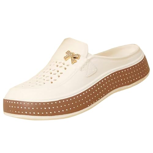 Gartenschuhe Damen Slip-On Pantolette Aushöhlen Geschlossene Zehe Hausschuhe Leichte Outdoor Pantoletten Freizeit Atmungsaktive Clogs Dicke Sohle Sandalen Bequeme Badelatschen von Generisch