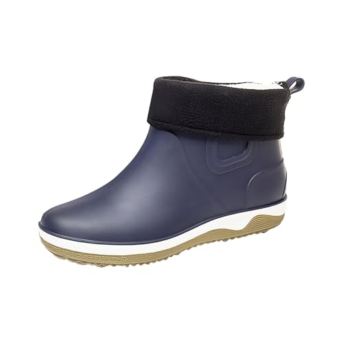 Gartenschuhe Damen Wasserdicht Kurz Regenstiefeletten Rutschfest Dicke Gartenstiefel Outdoor Neopren Arbeitsschuhe Bequem Gefüttert Thermo Winterstiefel Halbhohe Gummistiefel Herren Blau 41 von Generisch