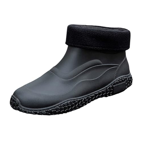 Gartenschuhe Herren Wasserdicht Kurz Regenstiefeletten Rutschfest Dicke Gartenstiefel Outdoor Neopren Arbeitsschuhe Bequem Gefüttert Thermo Winterstiefel Halbhohe Gummistiefel Damen Schwarz 39 von Generisch