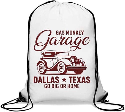 Gas Monkey Garage Dallas Texas Go Big Or Go Home Gym Sack Casual Drawstring Bag White von Generisch