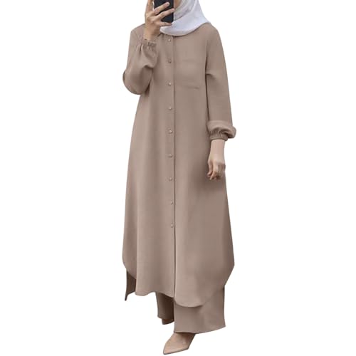 Gebetskleidung für Frauen, Muslimische Kleider Abaya Damen Elegantes Damen-Muslime-Abaya-Kleid mit Langen Ärmeln und Rüschen - Perfekt für Gebete, Festlichkeiten und Alltag - Komfortabel von Generisch