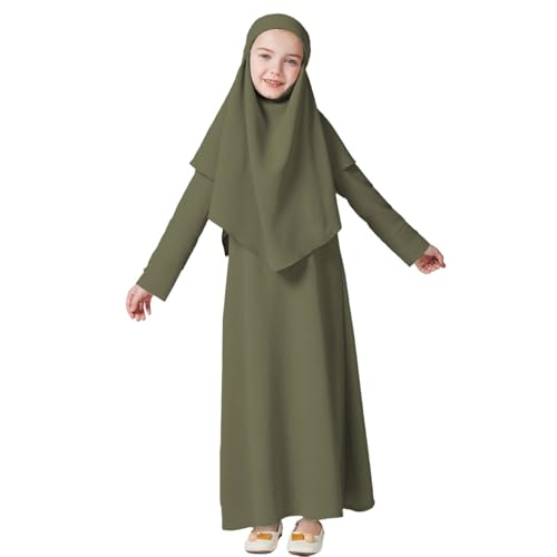 Gebetskleidung für Kinder Abaya Mädchen Lange Ärmel Chiffon Muslim Kleider Sets Mit Hijab Islam Kleidung Frauen Gebetskleid Jilbab Khimar Ramadan Dubai Arabisch Türkische Robe von Generisch