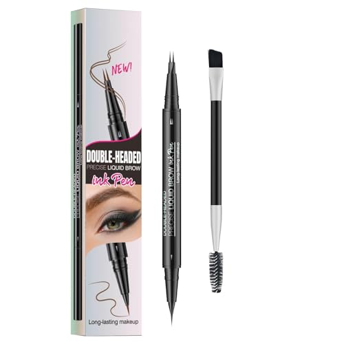 Gebogener Augenbrauenstift | Doppelendiger Augenbrauenstift mit Pinsel, wasserfestes, nicht verschmierendes Augen-Make-up, Augenbrauen-Konturstift mit 2-Gabel-Spitze und präziser flüssiger Braue von Generisch