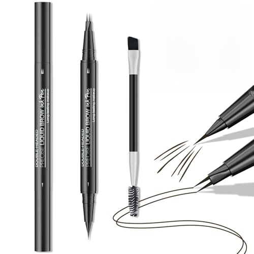 Gebogener Augenbrauenstift | Doppelendiger Augenbrauenstift mit Pinsel, wasserfestes, nicht verschmierendes Augen-Make-up, Augenbrauen-Konturstift mit 2-Gabel-Spitze und präziser flüssiger Braue Gebogener Augenbrauenstift | Doppelendiger Augenbrauenstift mit Pinsel, wasserfestes, nicht verschmierendes Augen-Make-up, Augenbrauen-Konturstift mit 2-Gabel-Spitze und präziser flüssiger Braue von Generisch