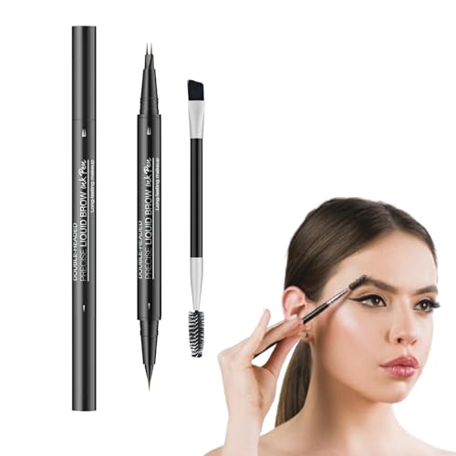 Gebogener Augenbrauenstift | Doppelendiger Augenbrauenstift mit Pinsel, wasserfestes, nicht verschmierendes Augen-Make-up, Augenbrauen-Konturstift mit 2-Gabel-Spitze und präziser flüssiger Braue von Generisch