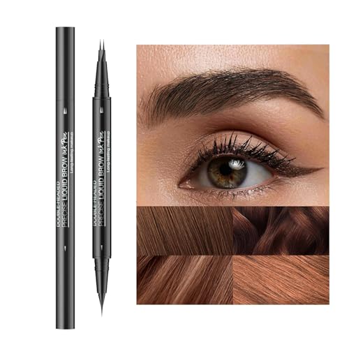 Gebogener Augenbrauenstift | Doppelendiger Augenbrauenstift mit Pinsel, wasserfestes, nicht verschmierendes Augen-Make-up, Augenbrauen-Konturstift mit 2-Gabel-Spitze und präziser flüssiger Braue von Generisch