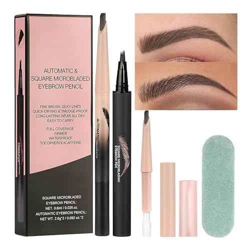 Gebogener Augenbrauenstift - Mühelose Augenbrauenstifte für Frauen | Aktualisierter Flüssiger Augenbrauenstift mit Applikator für Micro-Gork-Spitze mit 4 Spitzen, Färbe-Make-up P von Generisch