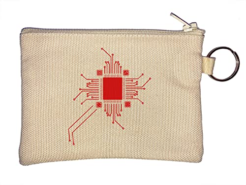 Geeky Retro CPU und Motherboard Grafik Schlüsselanhänger Münzbörse Beige von Generisch