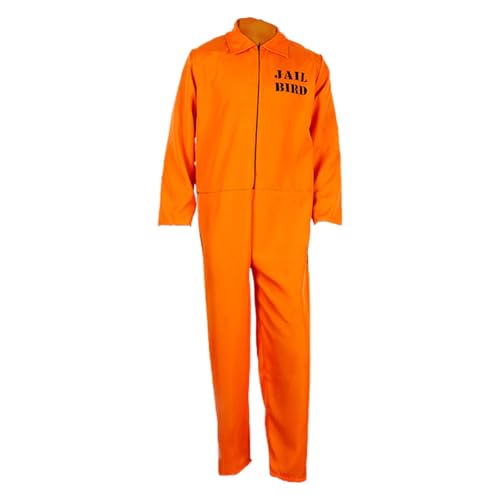 Gefängnis Overall Orange - Häftling Kostüm für Herren Damen Unisex - Prison Orangener Gefangener Outfit - Halloween Faschingskostüme Karneval Cosplay für Sträflinge Gefangene Räuber von Generisch