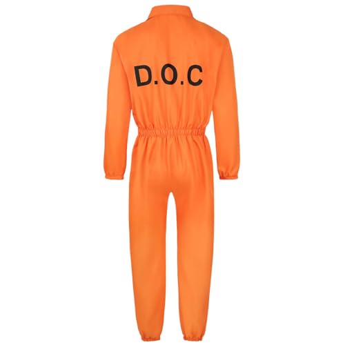 Gefängnis Overall Orange - Häftling Kostüm für Herren Damen Unisex - Prison Orangener Gefangener Outfit - Halloween Faschingskostüme Karneval Cosplay für Sträflinge Gefangene Räuber von Generisch