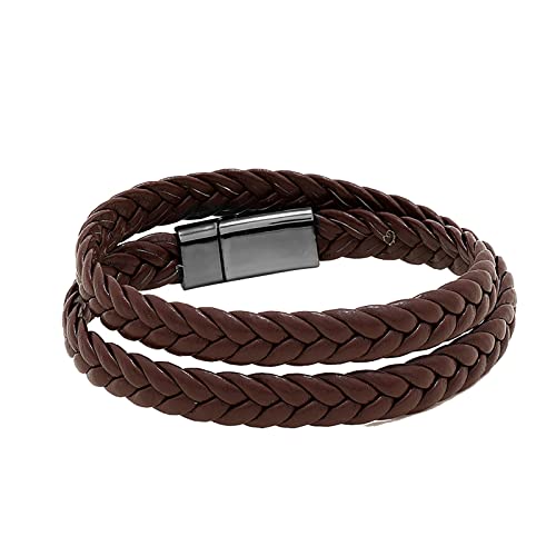 Geflochtenes Armband aus Leder in Schwarz oder Braun - Herren Armband mit Magnetverschluss aus Edelstahl Lederarmband Herren inklusive Extra Link Digitaluhr mit Schrittzähler, coffee, Einheitsgröße Geflochtenes Armband aus Leder in Schwarz oder Braun - Herren Armband mit Magnetverschluss aus Edelstahl Lederarmband Herren inklusive Extra Link Digitaluhr mit Schrittzähler, coffee, Einheitsgröße von Generisch