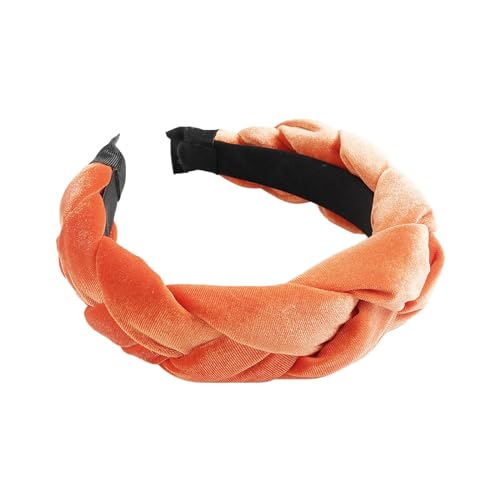 Geflochtenes Haarband Samt Geflochtenes Stirnband Damen Breit Vintage Gepolstertes Stirnband für Frauen und Mädchen Punk Stirnband (Orange, Einheitsgröße) von Generisch