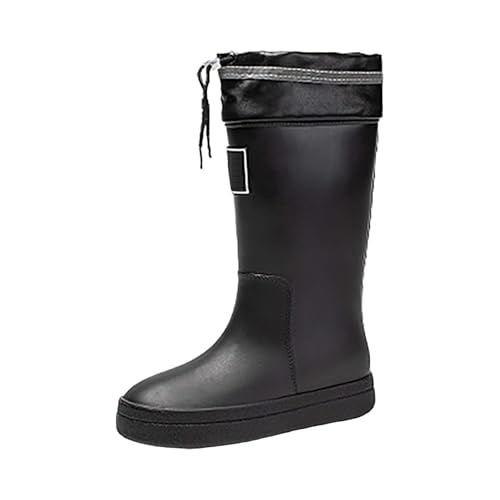 GefüTterte Damen Gummistiefel Gummistiefel Damen Regen Slip Freizeitschuhe Stiefeletten Outdoor Fashion Damen Freizeitschuhe Wasserfeste Schuhe Herren Damenschuhe Elegant (Black, 40) von Generisch