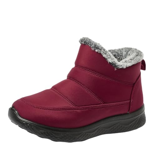 Gefütterte Damen Boots Winterschuhe Damen Winterboots Outdoor Rutschfeste Weitschaft Warme Fleece Kurzstiefeletten Elastische Ergonomie Breite Füße Winterschuhe Wasserdicht von Generisch