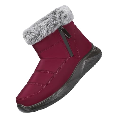 Gefütterte Damen Boots Winterstiefel Damen Gefüttert Winterboots Outdoor Rutschfeste Weitschaft Warme Fleece Winterschuhe Elastische Ergonomie Breite Stiefelette von Generisch