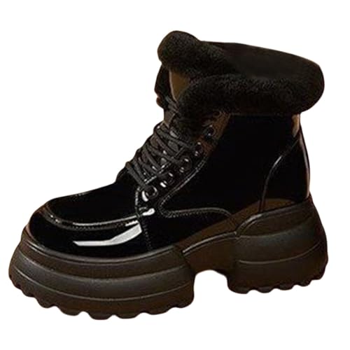 Gefütterte Damen Boots Winterstiefel Damen Winterboots Outdoor rutschfeste Weitschaft Große Größen Kurzstiefeletten Elastische Ergonomie Breite Füße Schuhe Wasserdicht von Generisch