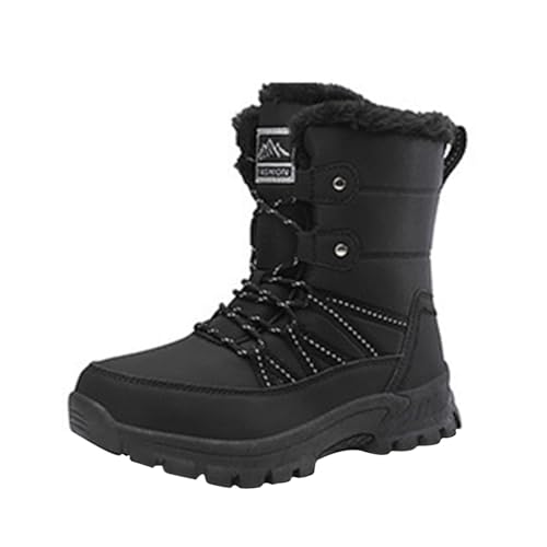 Gefütterte Damen Boots Winterstiefeletten Damen Gefüttert Winterboots Outdoor Rutschfeste Weitschaft Warme Fleece Winterschuhe Elegant Ergonomie Breite Stiefelette von Generisch
