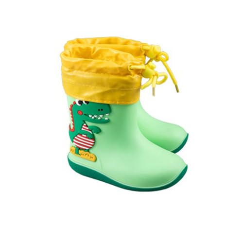 Gefütterte Gummistiefel Kinder Halbhohe Regenstiefel Cartoon Mit Zugband Leichte Gummi Stiefel Mädchen Jungen Regenschuhe Outdoor Bequeme Rain Boots Kinderstiefel 25 Grün von Generisch