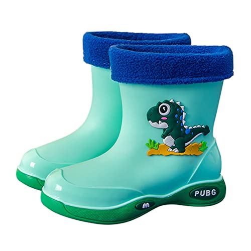 Gefütterte Gummistiefel Kinder Jungen Mädchen Kurze Bequeme wasserdichte Regenstiefel Dino Print Regenschuhe Gefüttert PVC-Stiefel Für Kindergarten Leichte Anziehen rutschfeste Sohle von Generisch