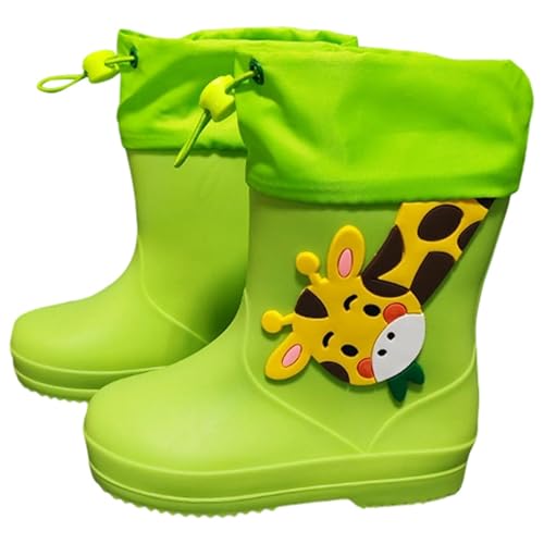 Gefütterte Gummistiefel Kinder Wasserdicht für Jungen und Mädchen Ultraleicht Regenschuhe Barefoot Shoes wasserdichte Outdoor Regenstiefel rutschfest Rain Boots Kids Niedlich Print Regen Stiefel von Generisch