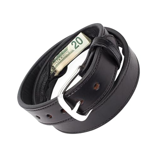 Geheime Geldgurt - Leder Bargeldlager mit verstecktem Fach | Safe Travelgürtel, sicherer Halter für Schlüsselspeicher, Quittungen, Komfortables und einstellbares Sicherheitszubehör 45.28x1.5in von Generisch