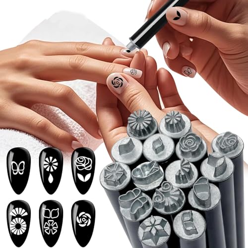 Gel Nagel Stempel | 15 Stück Nagelprägstifte | Designwerkzeuge Mit Verschiedenen Mustern Doodles Kit Für Anfänger Mädchen von Generisch