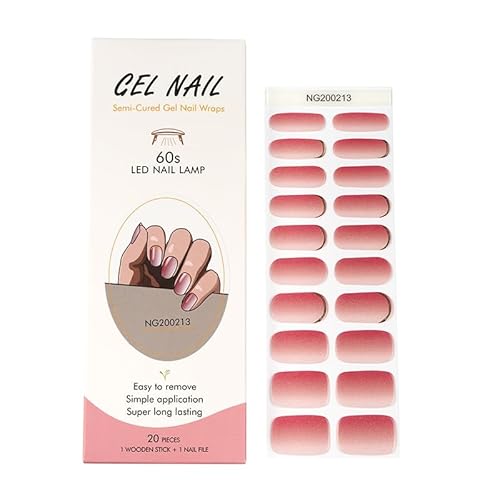 Gel Nagellack Aufkleber, Gel Nagelfolien, 20 selbstklebende halb ausgehärtete UV Gel Nagelfolien, (Rosa Schimmer) von Generisch