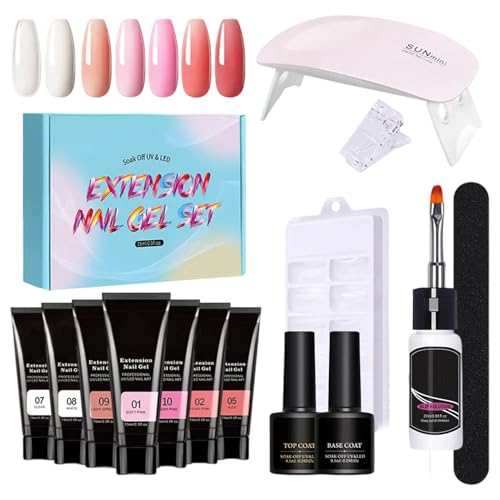 Gel-Set für Pole, Set für Nägel | Poly Extension mit UV-Licht, nackte Verdickungslösung, 7 Farben, Builder Kunst, Fußnägel für Frauen Gel-Set für Pole, Set für Nägel | Poly Extension mit UV-Licht, nackte Verdickungslösung, 7 Farben, Builder Kunst, Fußnägel für Frauen von Generisch