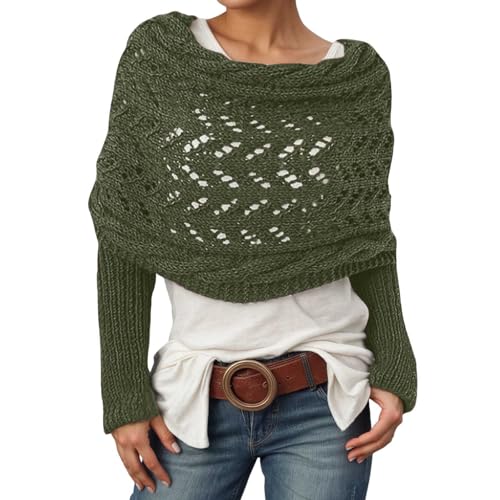 Gelb Damenschal mit Ärmeln, Garnschal, Strickschal Pullover mit Ärmeln, böhmischer Pashmina-Schal Umhang, Langschal Strickschal von Generisch
