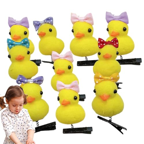 Gelbe Enten-Haarspangen | Cartoon-Plüsch-Enten-Haarnadel-Set – niedliche gelbe Enten-Haar-Accessoires für Kinder, Mädchen und Frauen | weiche Enten-Haarspangen für Ostern, Partys, Cosplay, Babypartys von Generisch