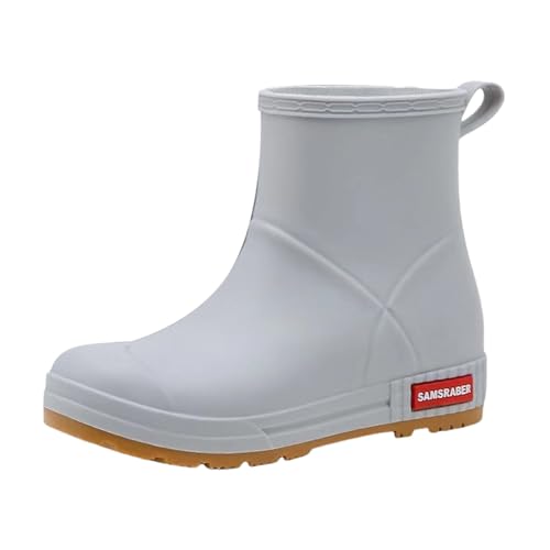 Gelbe Gummistiefel Damen Schuhe Wasserdicht Damen Regenstiefel Arbeitsstiefeletten Gummi Rutschfeste Gartenschuhe Autowaschschuhe für Die Gartenarbeit Schuhe Boots Winter (Grey,41) von Generisch