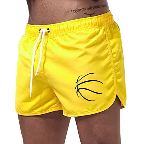 Gelbe Hose Herren Badehose Herren Kurz Hosen Swimming Shorts Men Neon Boxer Badeshorts Schwimmhose Schnelltrocknend Boardshorts Strandhose Sommerhose Herren Leicht Running Sportshorts von Generisch